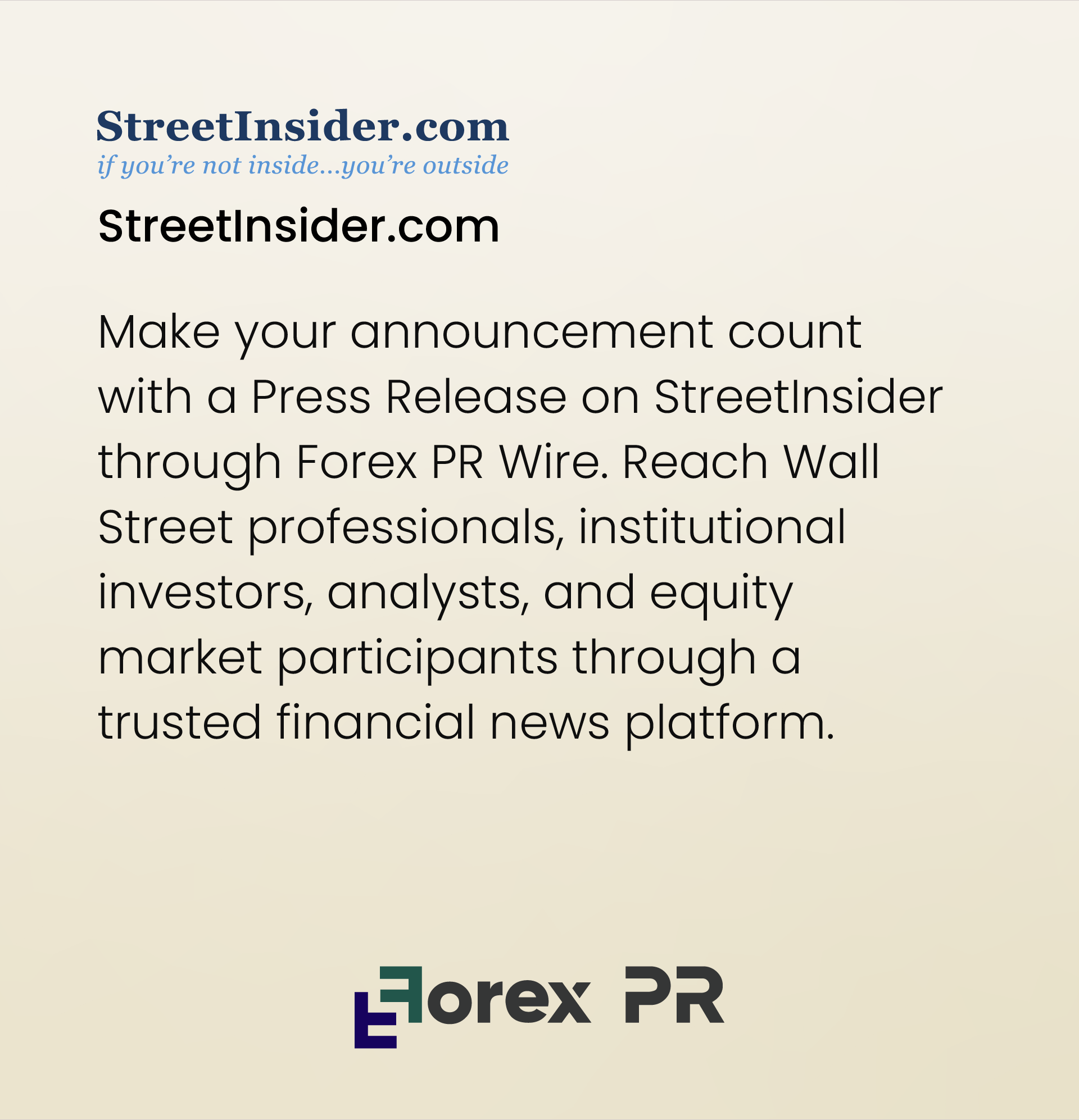 Press Release on StreetInsider