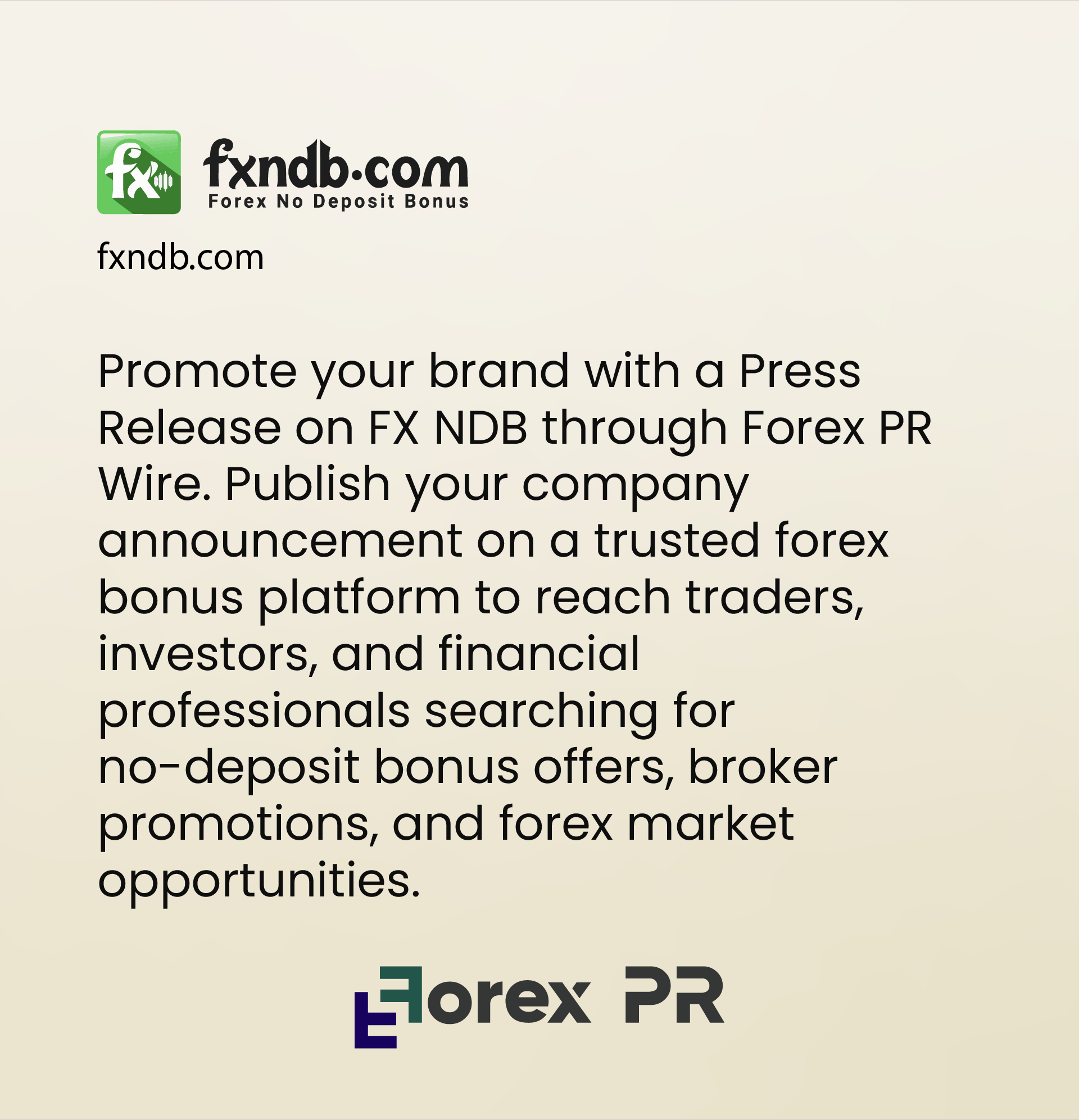 Get your press release featured on FX NDB.